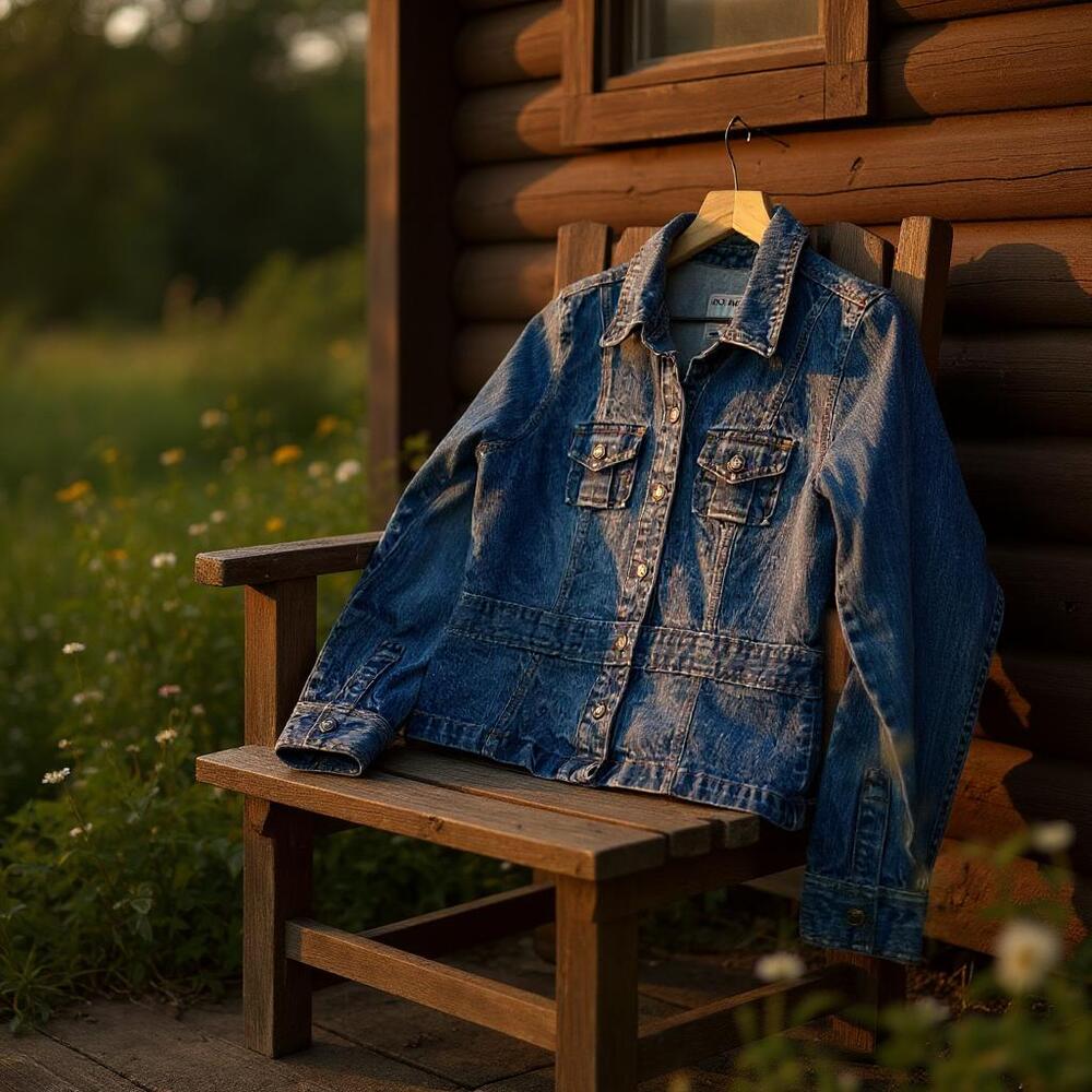 Old Navy Jean Trucker Jacket Blue Button Up Denim Pockets Cotton Womens Small